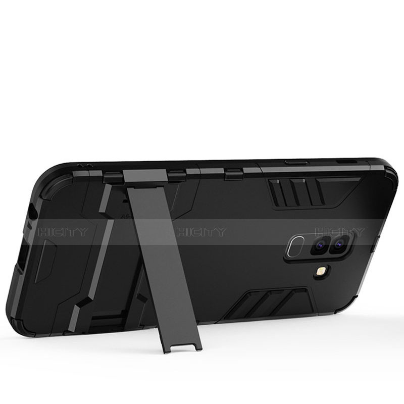 Coque Contour Silicone et Plastique Mat avec Support pour Samsung Galaxy A6 Plus Noir Plus