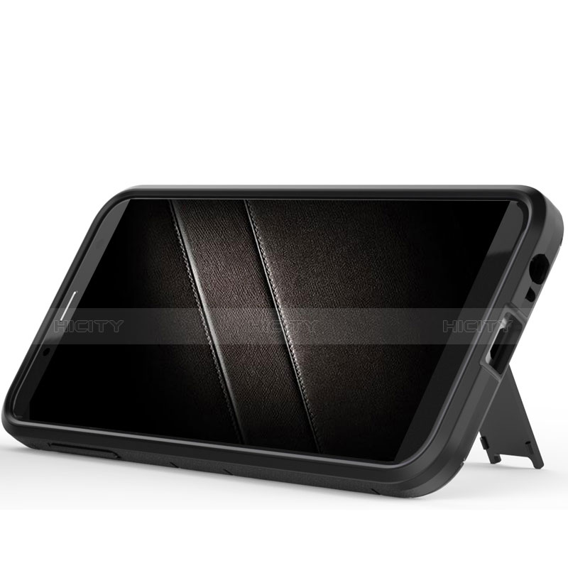 Coque Contour Silicone et Plastique Mat avec Support pour Samsung Galaxy J6 (2018) J600F Noir Plus
