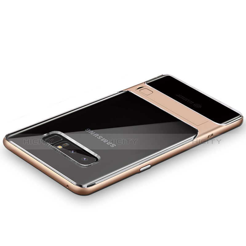 Coque Contour Silicone et Plastique Mat avec Support pour Samsung Galaxy Note 8 Duos N950F Or Plus