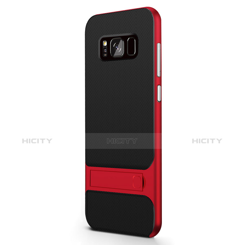 Coque Contour Silicone et Plastique Mat avec Support pour Samsung Galaxy S8 Plus Rouge Plus