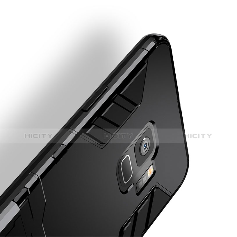 Coque Contour Silicone et Plastique Mat avec Support pour Samsung Galaxy S9 Noir Plus