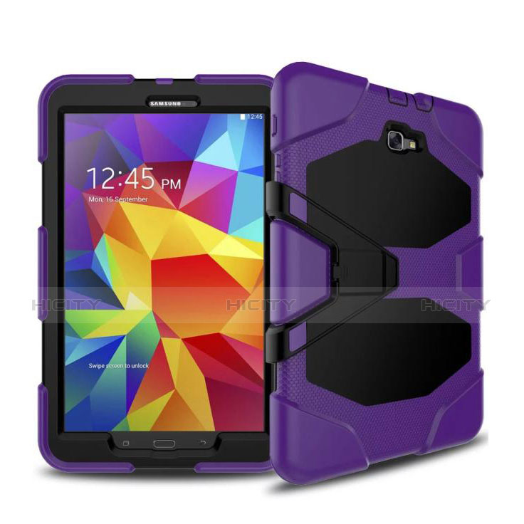 Coque Contour Silicone et Plastique Mat avec Support pour Samsung Galaxy Tab A6 10.1 SM-T580 SM-T585 Violet Plus