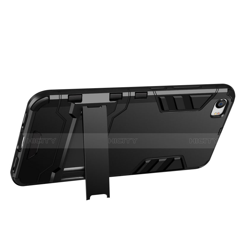 Coque Contour Silicone et Plastique Mat avec Support pour Xiaomi Mi 5 Noir Plus