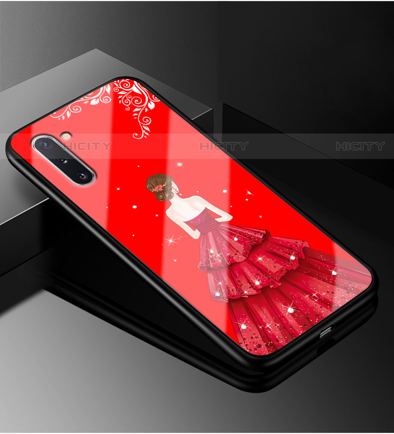 Coque Contour Silicone et Vitre Dos de Fille Miroir Etui Housse pour Samsung Galaxy Note 10 Plus 5G Rouge Plus