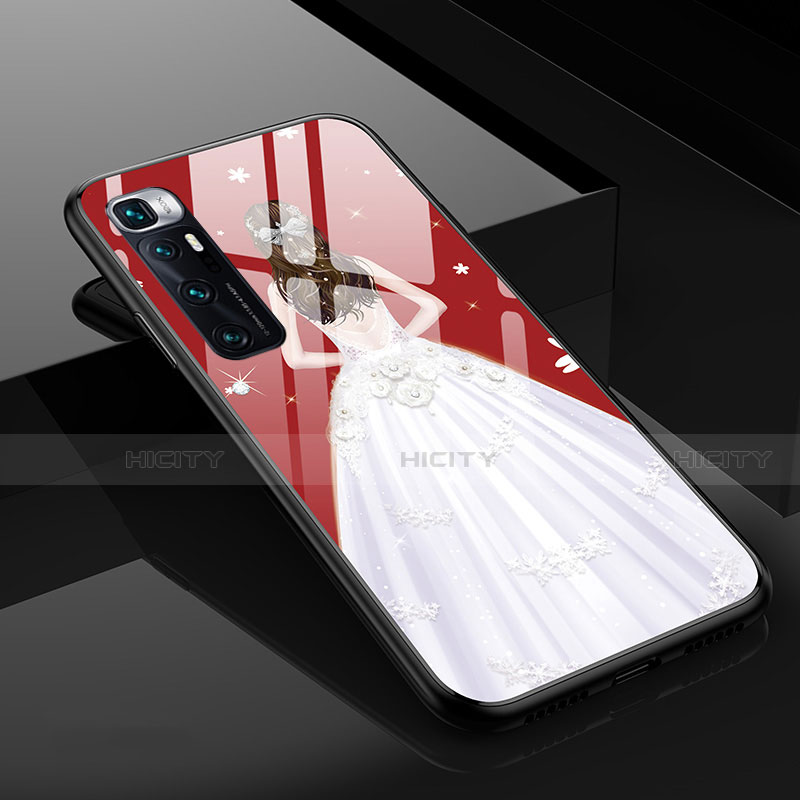 Coque Contour Silicone et Vitre Dos de Fille Miroir Etui Housse pour Xiaomi Mi 10 Ultra Blanc Plus