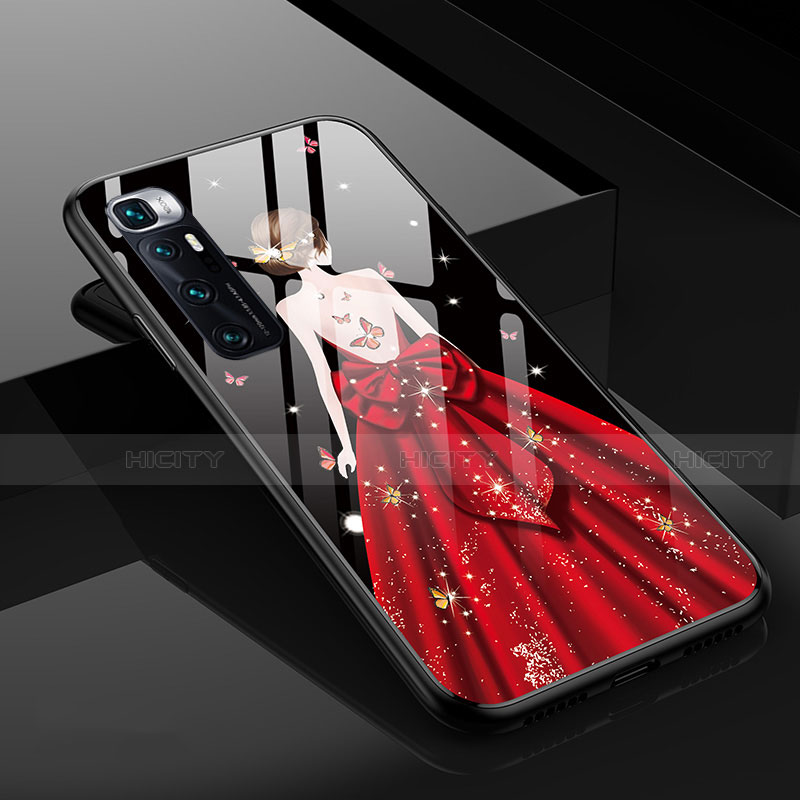 Coque Contour Silicone et Vitre Dos de Fille Miroir Etui Housse pour Xiaomi Mi 10 Ultra Noir Plus