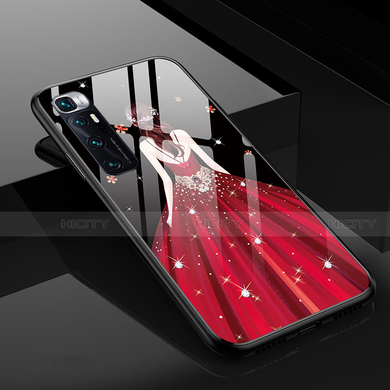 Coque Contour Silicone et Vitre Dos de Fille Miroir Etui Housse pour Xiaomi Mi 10 Ultra Plus