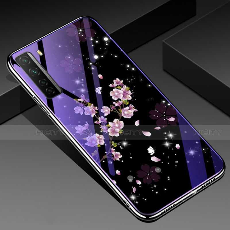 Coque Contour Silicone et Vitre Fleurs Miroir Etui Housse K01 pour Huawei Nova 7 SE 5G Mixte Plus