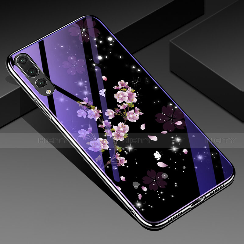 Coque Contour Silicone et Vitre Fleurs Miroir Etui Housse K01 pour Huawei P20 Pro Plus