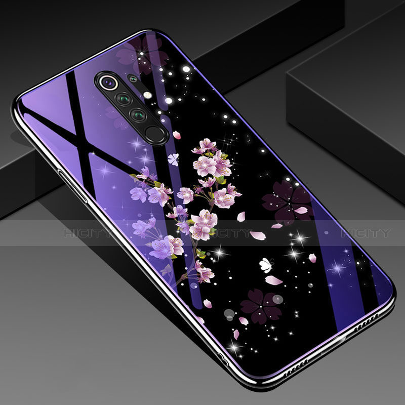 Coque Contour Silicone et Vitre Fleurs Miroir Etui Housse K01 pour Xiaomi Redmi Note 8 Pro Mixte Plus