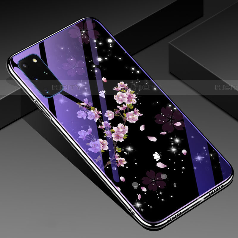 Coque Contour Silicone et Vitre Fleurs Miroir Etui Housse M01 pour Samsung Galaxy S20 Plus 5G Plus