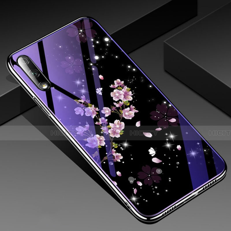 Coque Contour Silicone et Vitre Fleurs Miroir Etui Housse pour Huawei Honor 9X Mixte Plus
