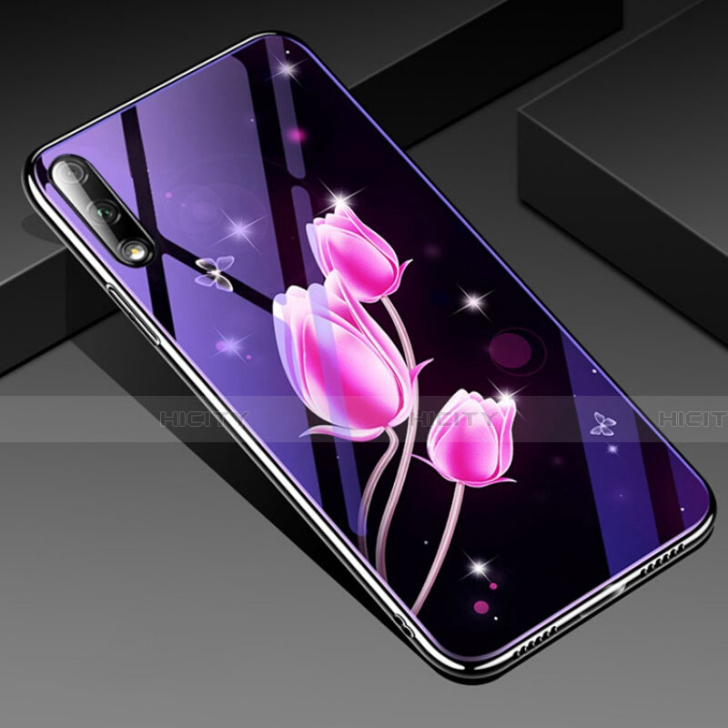 Coque Contour Silicone et Vitre Fleurs Miroir Etui Housse pour Huawei Honor 9X Plus