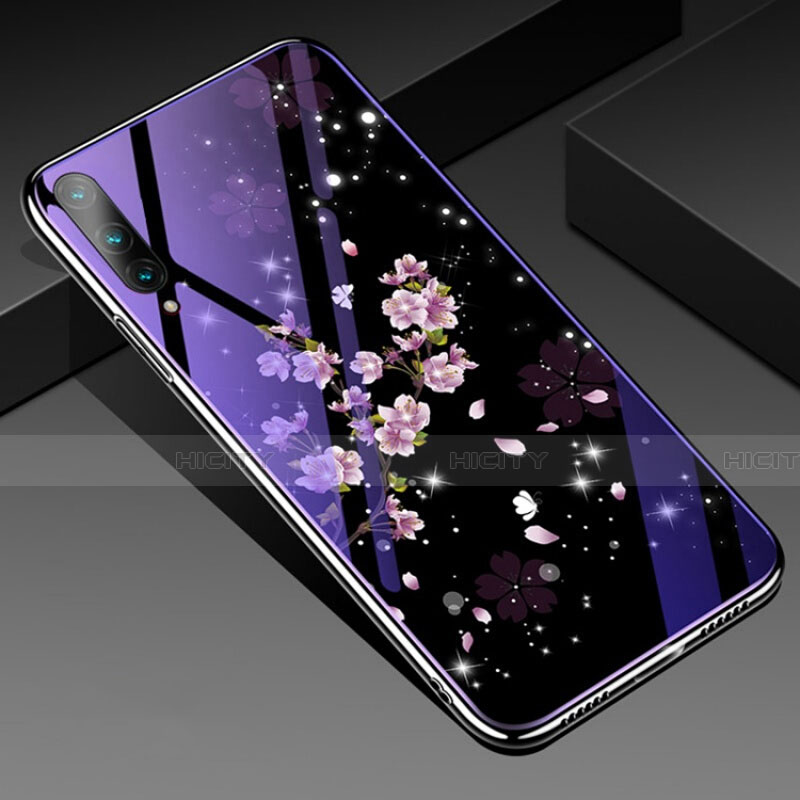 Coque Contour Silicone et Vitre Fleurs Miroir Etui Housse pour Huawei Honor 9X Pro Mixte Plus