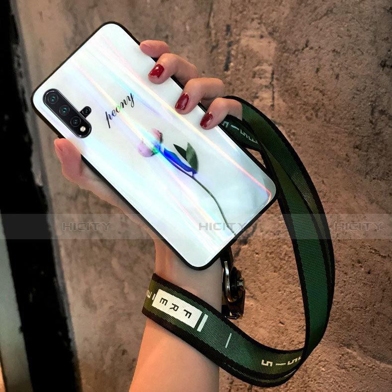 Coque Contour Silicone et Vitre Fleurs Miroir Etui Housse pour Huawei Nova 5 Plus