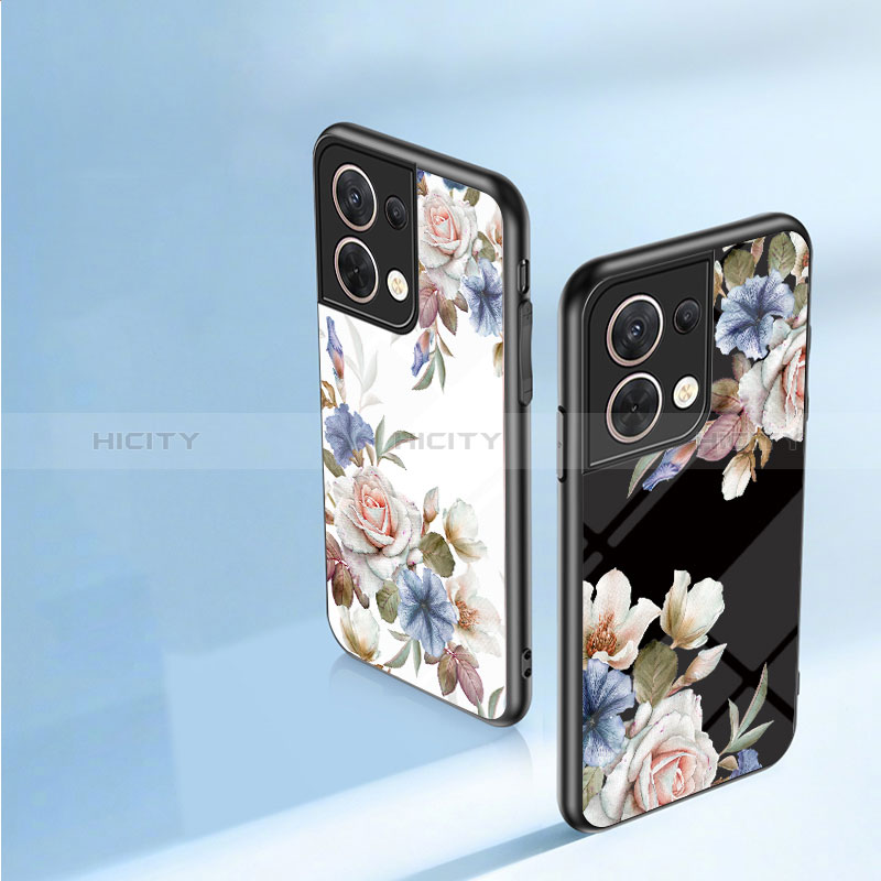 Coque Contour Silicone et Vitre Fleurs Miroir Etui Housse pour Xiaomi Redmi Note 13 Pro 5G Plus