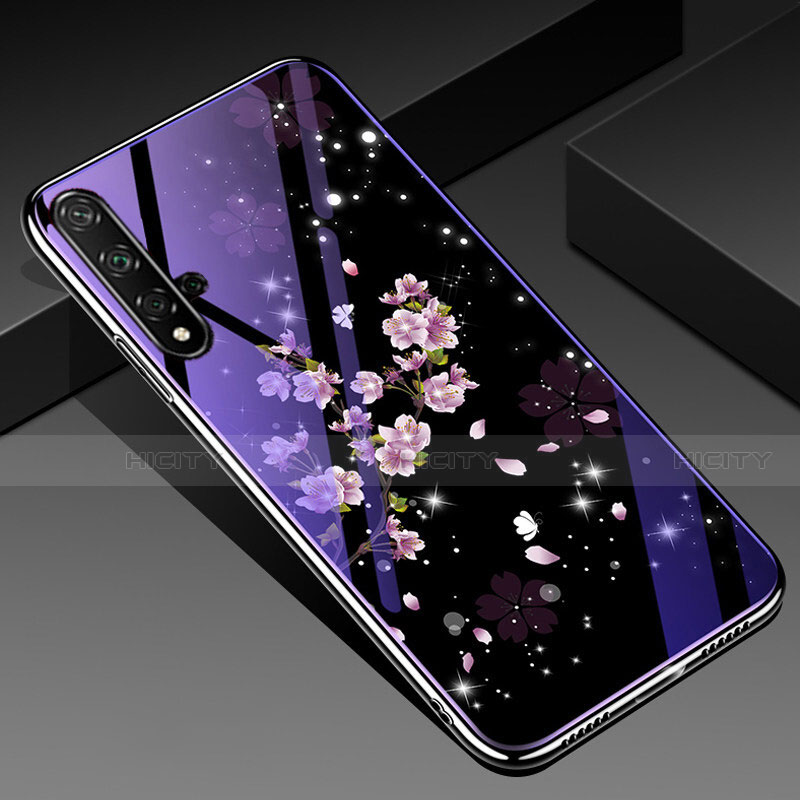 Coque Contour Silicone et Vitre Fleurs Miroir Etui Housse S01 pour Huawei Honor 20 Plus