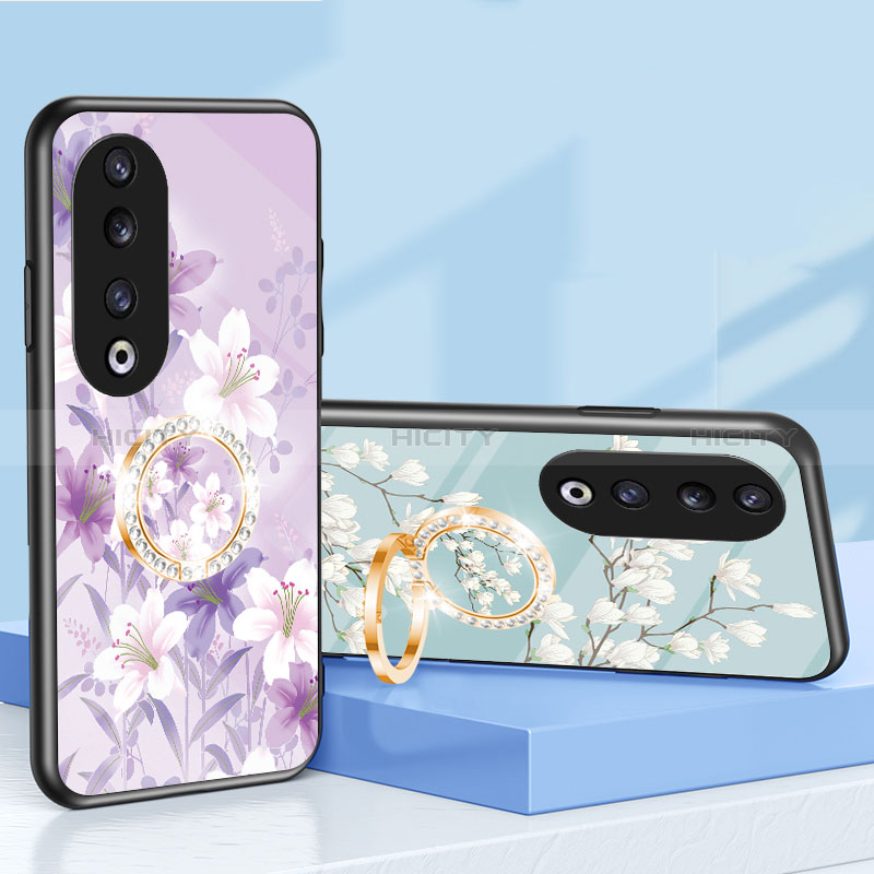 Coque Contour Silicone et Vitre Fleurs Miroir Etui Housse S01 pour Huawei Honor 90 Pro 5G Plus
