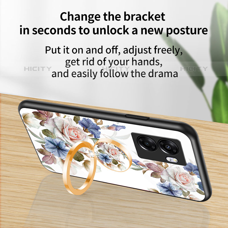 Coque Contour Silicone et Vitre Fleurs Miroir Etui Housse S01 pour OnePlus Nord N300 5G Plus