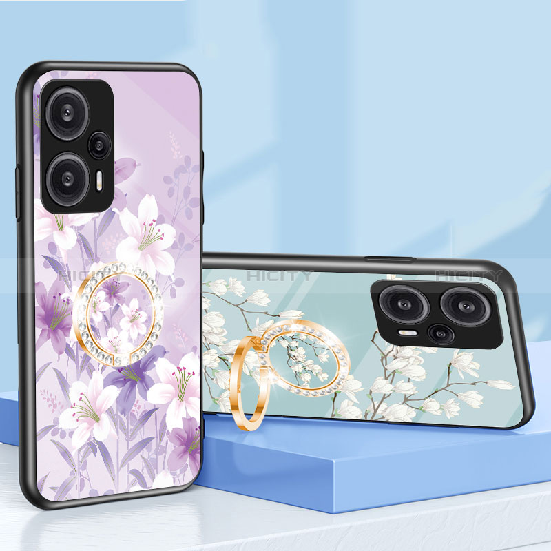 Coque Contour Silicone et Vitre Fleurs Miroir Etui Housse S01 pour Xiaomi Poco F5 5G Plus