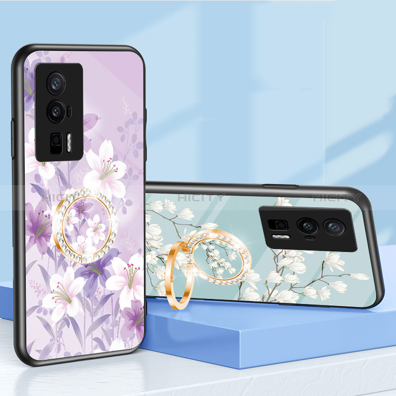 Coque Contour Silicone et Vitre Fleurs Miroir Etui Housse S01 pour Xiaomi Poco F5 Pro 5G Plus