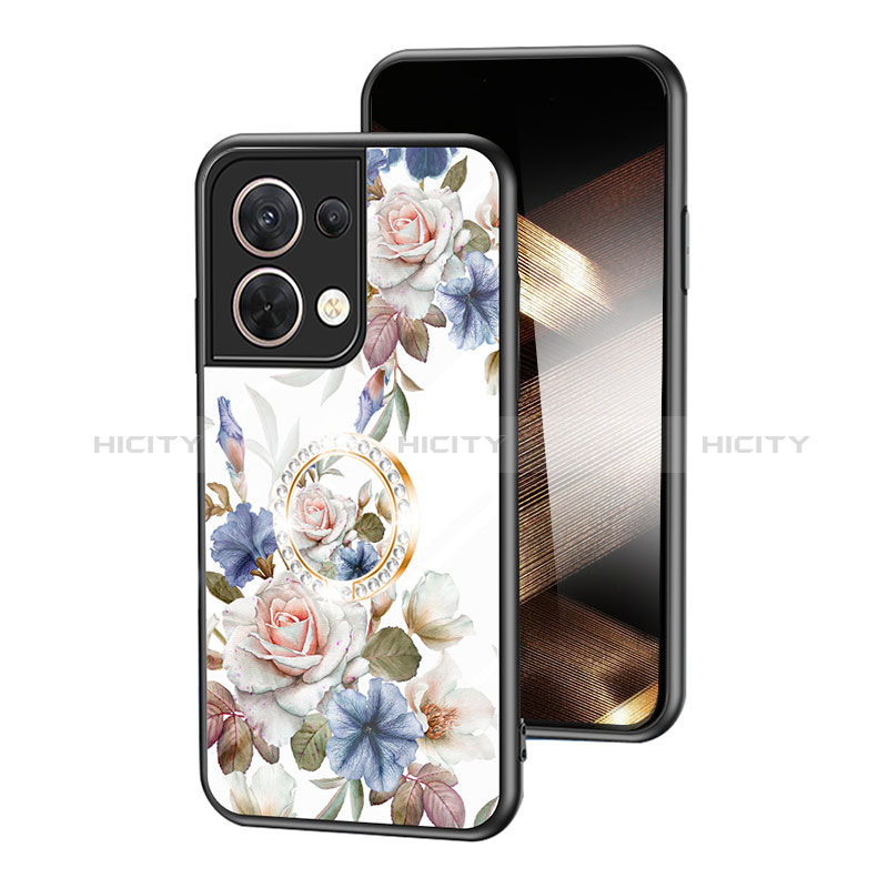 Coque Contour Silicone et Vitre Fleurs Miroir Etui Housse S01 pour Xiaomi Redmi Note 13 Pro 5G Blanc Plus