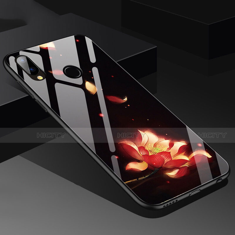 Coque Contour Silicone et Vitre Fleurs Miroir pour Huawei P20 Lite Orange Plus