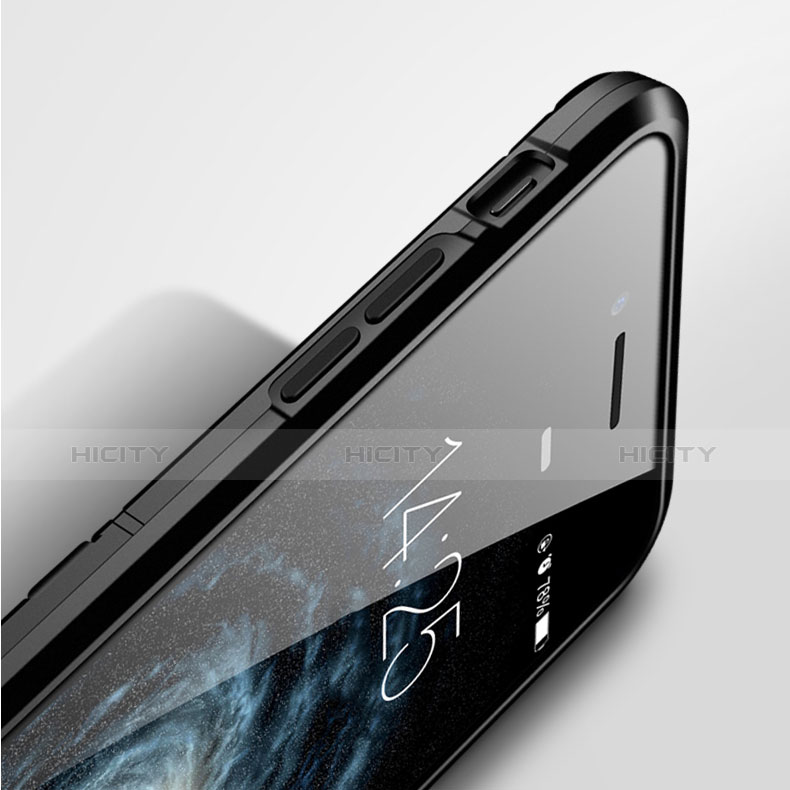 Coque Contour Silicone et Vitre Mat avec Support pour Apple iPhone 7 Plus Noir Plus