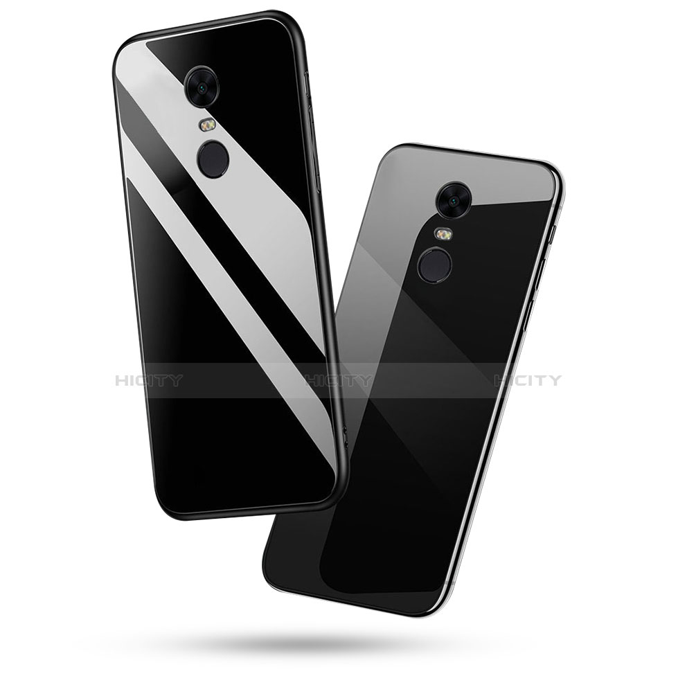 Coque Contour Silicone et Vitre Miroir Housse Etui avec Support Bague Anneau pour Xiaomi Redmi Note 5 Indian Version Plus