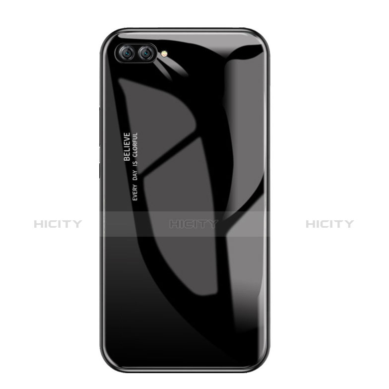 Coque Contour Silicone et Vitre Miroir Housse Etui Degrade Arc en Ciel pour Huawei Nova 2S Noir Plus