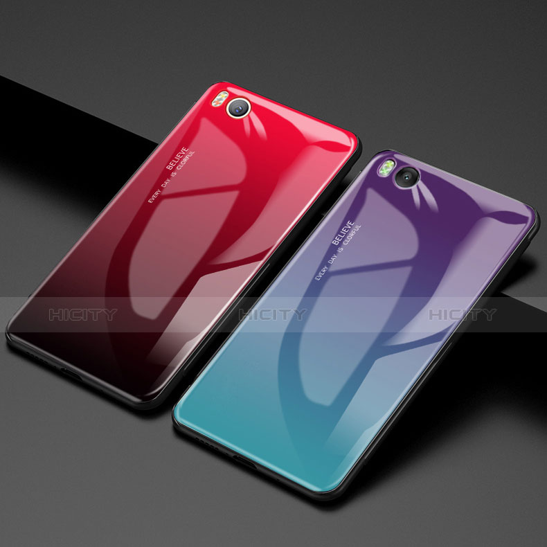 Coque Contour Silicone et Vitre Miroir Housse Etui Degrade Arc en Ciel pour Xiaomi Mi 5S Plus