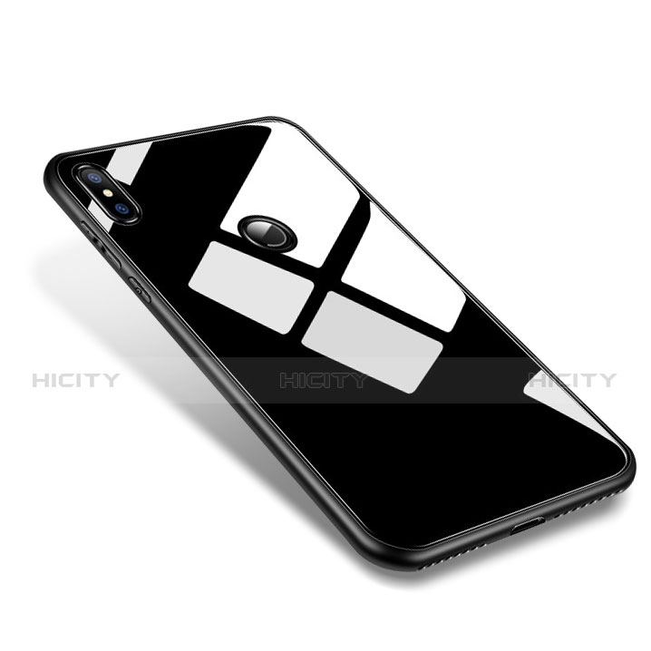 Coque Contour Silicone et Vitre Miroir Housse Etui M01 pour Xiaomi Mi 8 Noir Plus