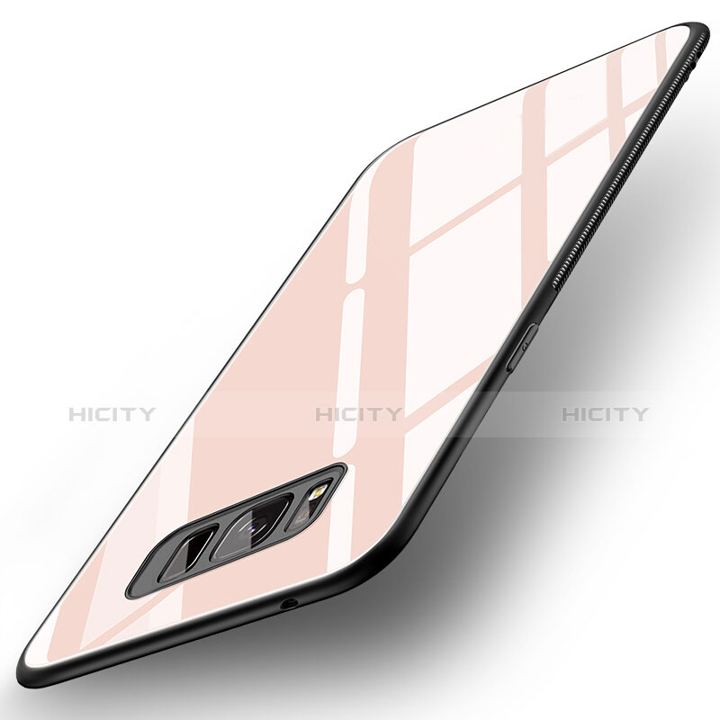 Coque Contour Silicone et Vitre Miroir Housse Etui pour Samsung Galaxy S8 Plus Rose Plus
