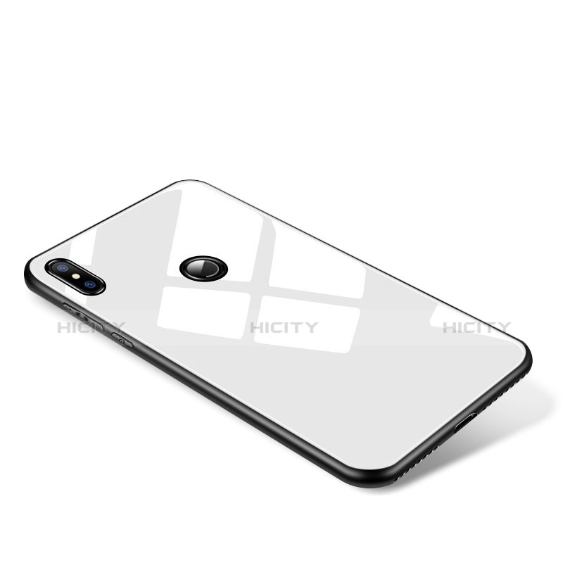 Coque Contour Silicone et Vitre Miroir Housse Etui pour Xiaomi Mi Mix 2S Blanc Plus