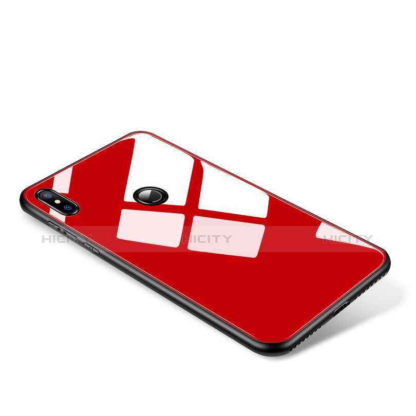 Coque Contour Silicone et Vitre Miroir Housse Etui pour Xiaomi Mi Mix 2S Rouge Plus