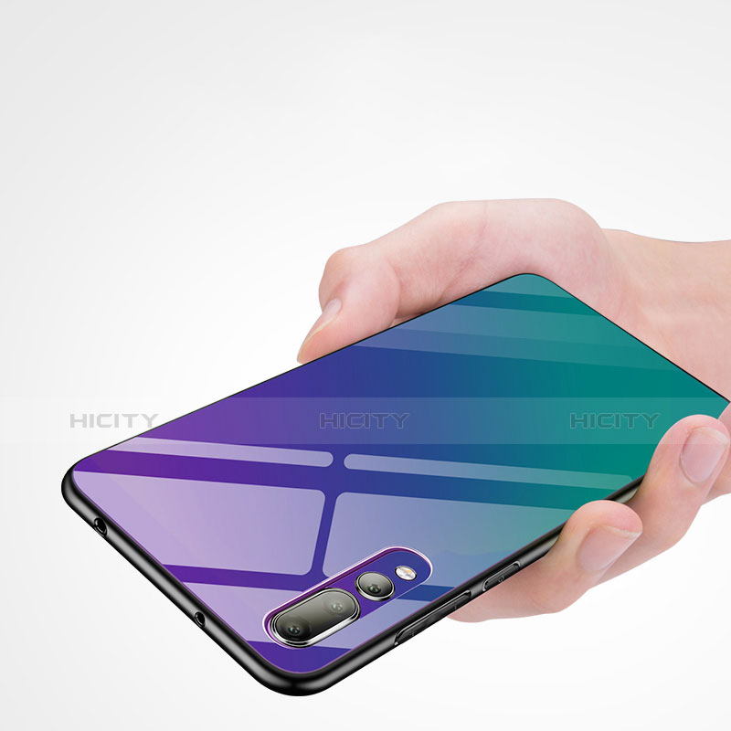 Coque Contour Silicone et Vitre Miroir Housse pour Huawei P20 Pro Colorful Plus