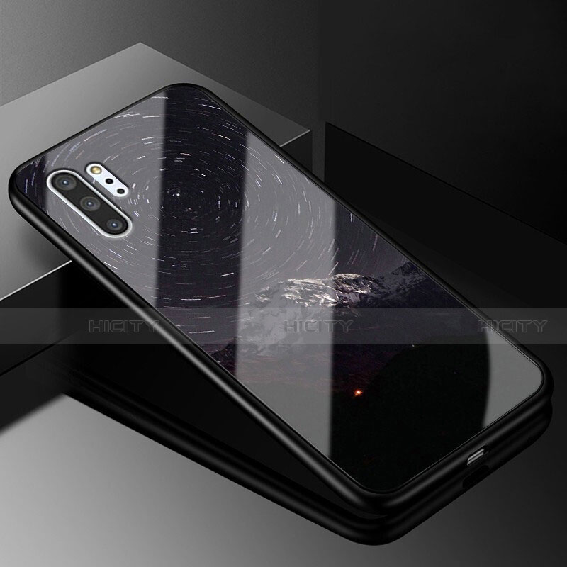 Coque Contour Silicone et Vitre Motif Fantaisie Miroir Etui Housse K01 pour Samsung Galaxy Note 10 Plus 5G Gris Fonce Plus