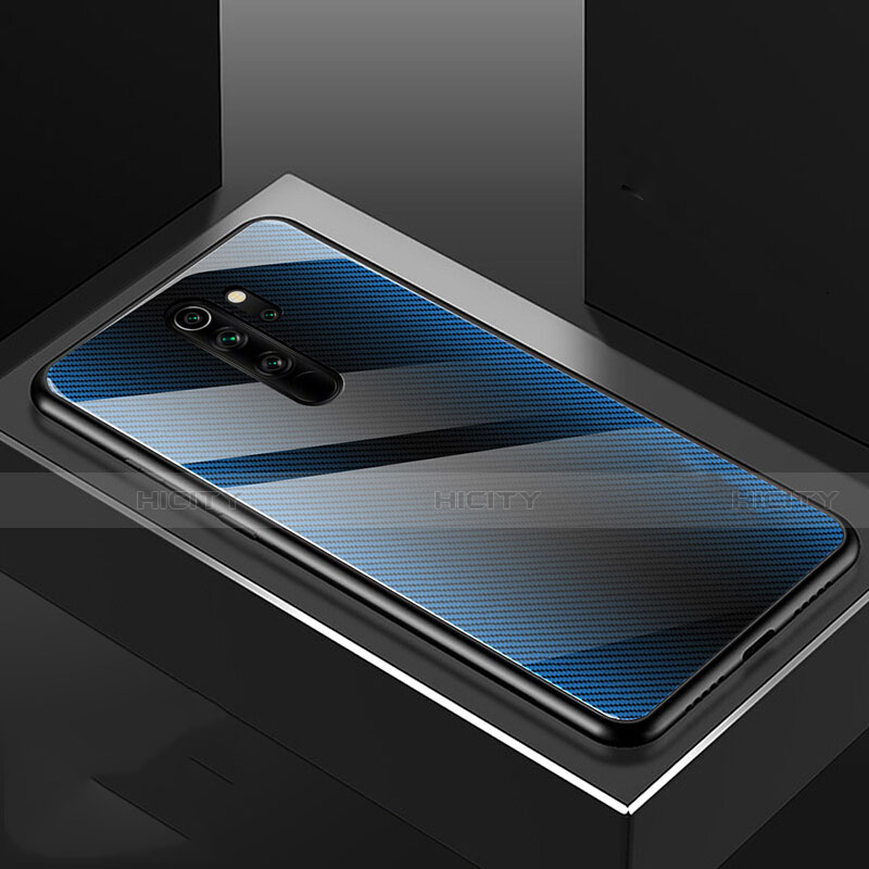 Coque Contour Silicone et Vitre Motif Fantaisie Miroir Etui Housse K01 pour Xiaomi Redmi Note 8 Pro Bleu Ciel Plus