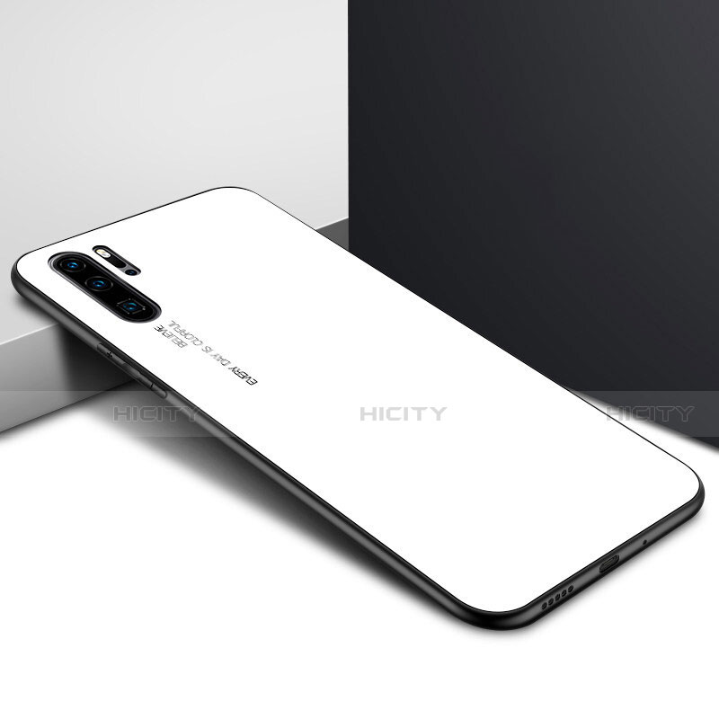 Coque Contour Silicone et Vitre Motif Fantaisie Miroir Etui Housse K02 pour Huawei P30 Pro New Edition Blanc Plus