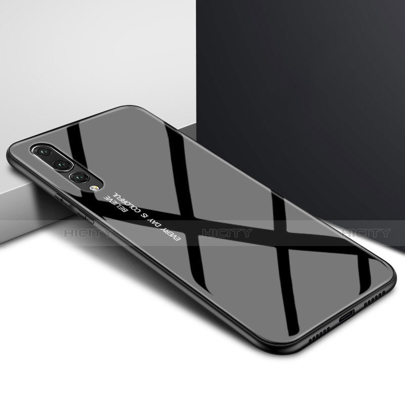 Coque Contour Silicone et Vitre Motif Fantaisie Miroir Etui Housse K05 pour Huawei P20 Pro Noir Plus