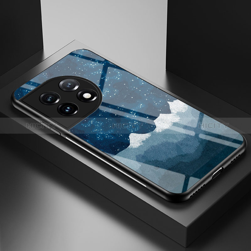 Coque Contour Silicone et Vitre Motif Fantaisie Miroir Etui Housse LS1 pour OnePlus 11 5G Bleu Plus