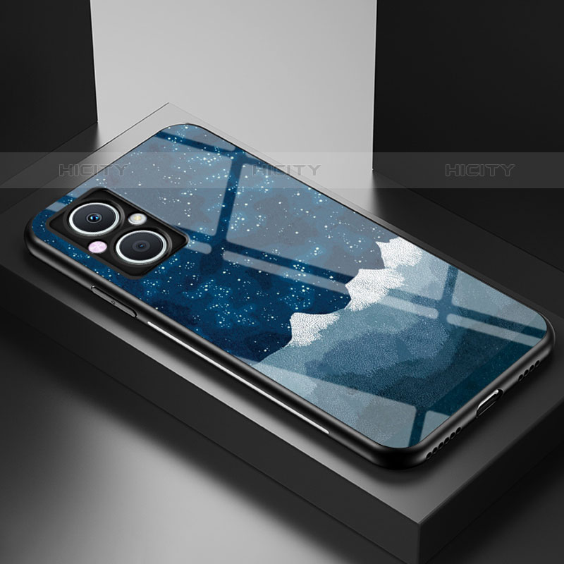 Coque Contour Silicone et Vitre Motif Fantaisie Miroir Etui Housse LS1 pour OnePlus Nord N20 5G Bleu Plus