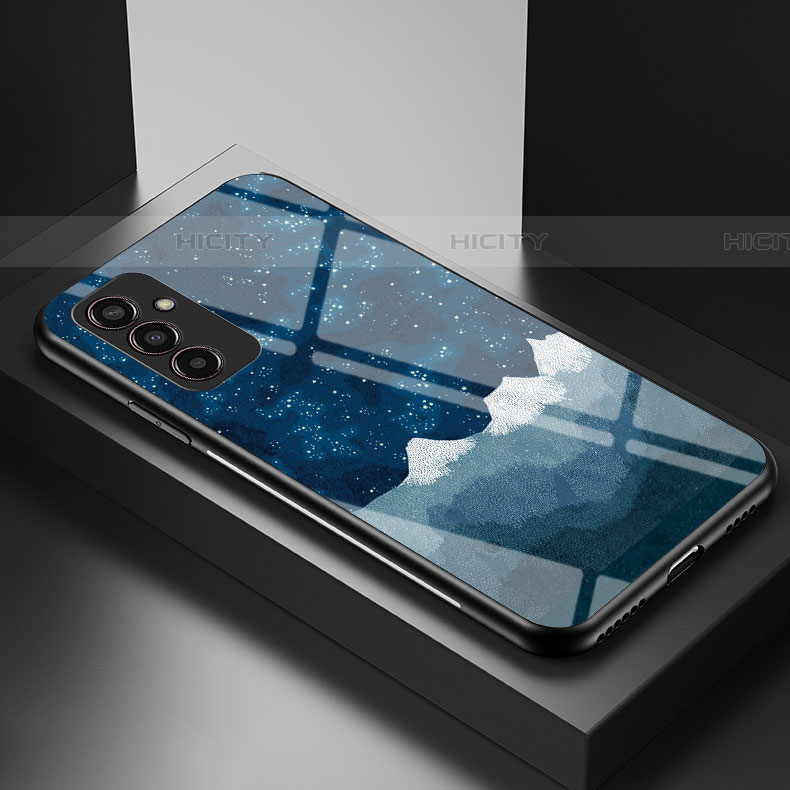 Coque Contour Silicone et Vitre Motif Fantaisie Miroir Etui Housse LS1 pour Samsung Galaxy F13 4G Bleu Plus