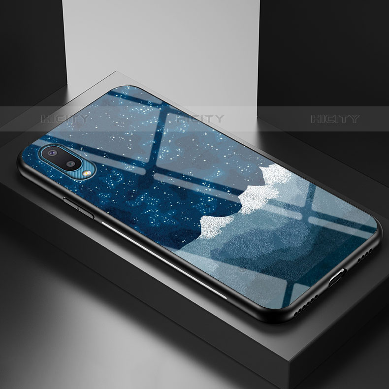 Coque Contour Silicone et Vitre Motif Fantaisie Miroir Etui Housse LS1 pour Samsung Galaxy M02 Bleu Plus