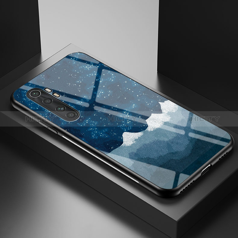 Coque Contour Silicone et Vitre Motif Fantaisie Miroir Etui Housse LS1 pour Xiaomi Mi Note 10 Lite Bleu Plus