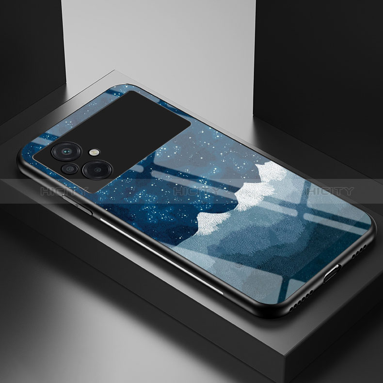 Coque Contour Silicone et Vitre Motif Fantaisie Miroir Etui Housse LS1 pour Xiaomi Poco M5 4G Bleu Plus