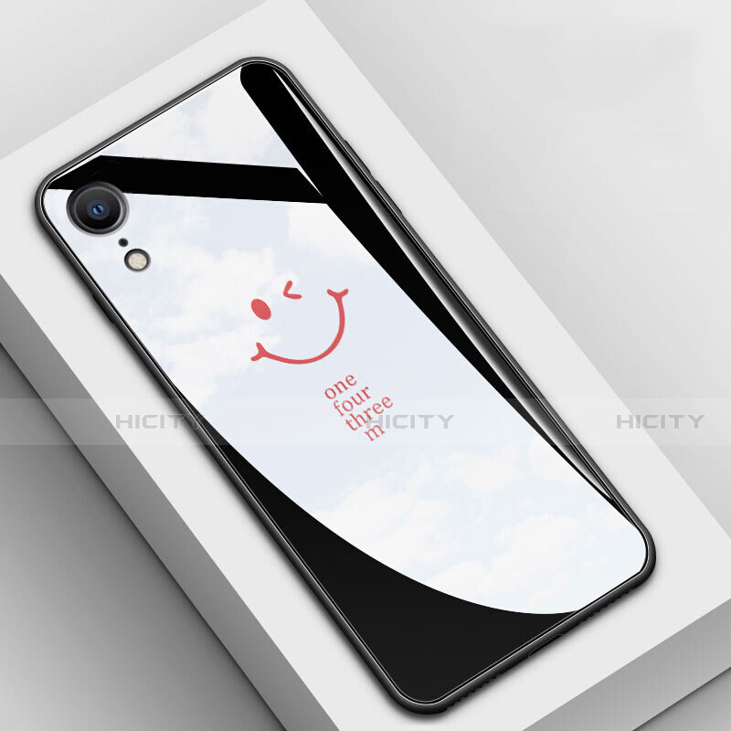 Coque Contour Silicone et Vitre Motif Fantaisie Miroir Etui Housse pour Apple iPhone XR Noir Plus