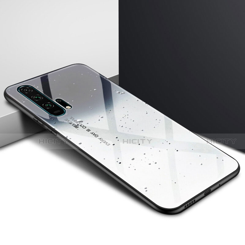 Coque Contour Silicone et Vitre Motif Fantaisie Miroir Etui Housse pour Huawei Honor 20 Pro Gris Plus