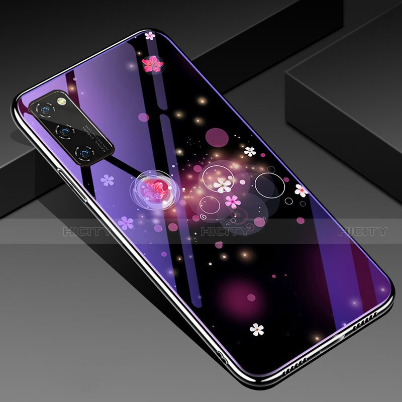 Coque Contour Silicone et Vitre Motif Fantaisie Miroir Etui Housse pour Huawei Honor V30 5G Violet Plus