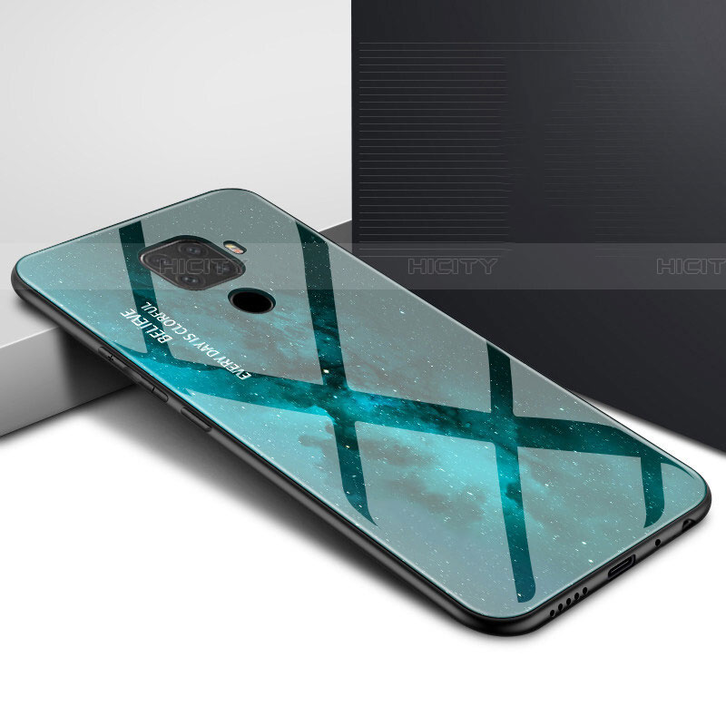 Coque Contour Silicone et Vitre Motif Fantaisie Miroir Etui Housse pour Huawei Nova 5i Pro Vert Plus